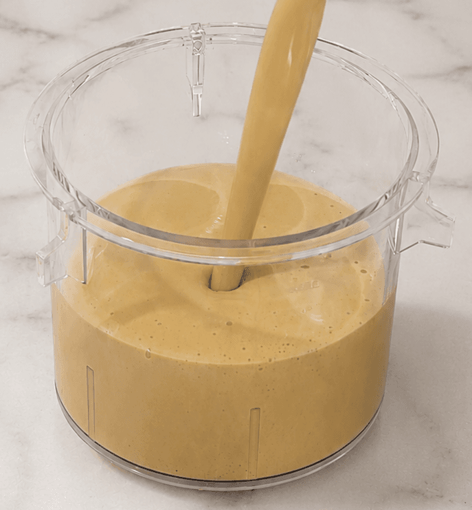 Step 1: Prepare your base — blend milk, protein and sweetener